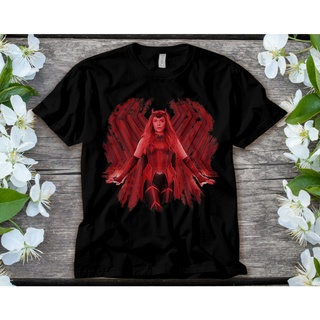 ROUNDคอลูกเรือNeckเสื้อยืด พิมพ์ลาย Marvel wandavision wandavision maximoff Is Scarlet สําหรับผู้ชาย ผู้หญิง-4XL