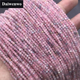 2/3/4 มม. Morganite Pink Beryl หินธรรมชาติลูกปัดขนาดเล็กเหลี่ยมเพชรพลอยตัด DIY