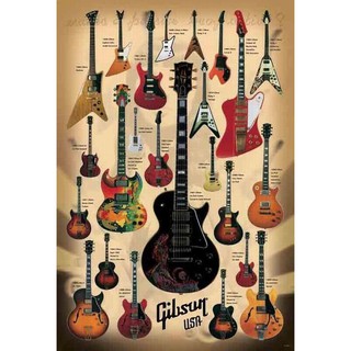 โปสเตอร์ ดนตรี กีตาร์ไฟฟ้า ELECTRIC GUITARS POSTER 24”x35” Inch Gibson Fender Gretsch Parker V4