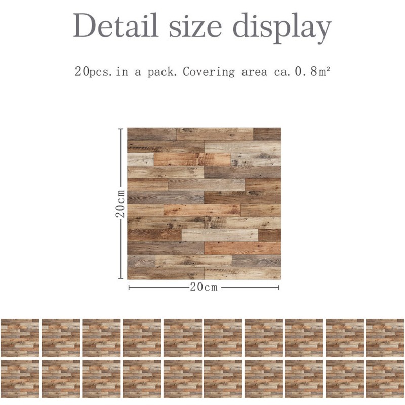 dark 20pcs Imitation Wood Grain Peel and Stick Tile Floor Wall Sticker ...