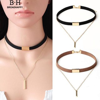 👍broadhappy🔥ผู้หญิงวินเทจแบบกอธิคพังก์ชั้นบาร์เสน่ห์โซ่ Faux Suede Chocker สร้อยคอ สร้อยคอ minimal