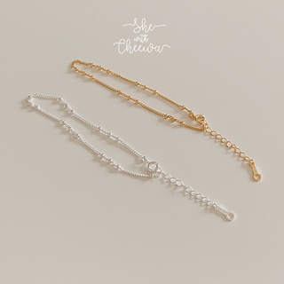 She with Cheewa | silver925 | dot bracelet สร้อยข้อมือเงินแท้ มินิมอล ดีเทลเป็นน้อง dot แสนน่ารัก