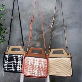 Charleskeith Woven Wood-Efect Top Handle Bag