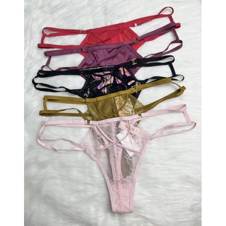 Victoria’s Secret แท้ ใหม่ ป้ายห้อย - Size L -Thong - มีลูกไม้ กับผ้าลื่น ใส่สวยค่ะ #lgbtq (VS104)