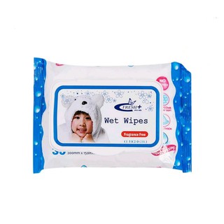 ทิชชู่เปียก สูตรปราศจากน้ำหอม Fresh Plus Wet Wipes Fragrance Free