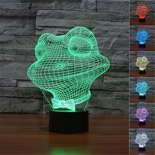 โคมไฟตั้งโต๊ะ LED รูปกบน่ารัก 3D ไล่โทนสี 7 สี ชาร์จ USB