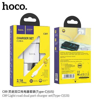 ที่ชาร์จ Hoco รุ่น C89 Light road charger set ชุดชาร์จ 2 ช่อง แบบพร้อมสาย 2.1A