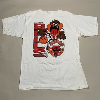 Qwe122ev เสื้อยืดผ้าฝ้าย แขนสั้น พิมพ์ลาย Chicago Bulls Taz ia Basketabll สไตล์วินเทจ 80s 90s ขนาดใหญ่ สําหรับผู้ชาย AF1