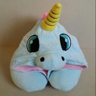หมอนรองคอตัวยู แบบมีฮู้ด ใยสังเคราะห์ ลาย ยูนิคอร์น Unicorn