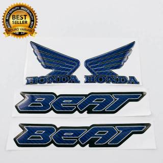 ชุดโลโก้ตราสัญลักษณ์ Honda BEAT WINGS คาร์บอนบลู คุณภาพดีที่สุด