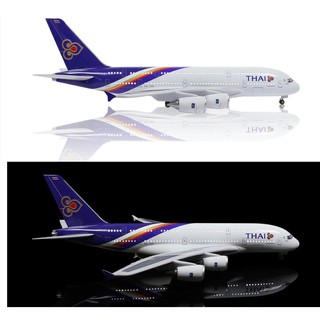 โมเดล Thai Airways Airbus A380 ขนาด 47 ซม.  ทำด้วยเหล็ก มีฐานตั้งโชว์ให้ สวย งานละเอียด - ของขวัญ ของเล่น ตั้งโชว์