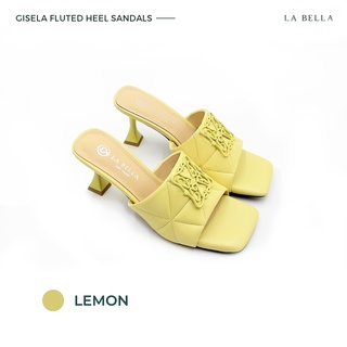 LA BELLA รุ่น GISELA FLUTED HEEL SANDALS - LEMON