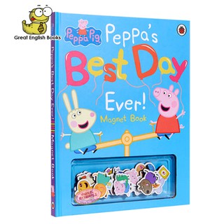 พร้อมส่ง หนังสือนิทาน บอร์ดบุ๊ค พร้อมแม่เหล็ก Peppas best day ever : Peppa Magnet Book หนังสือเด็ก Peppa Pig