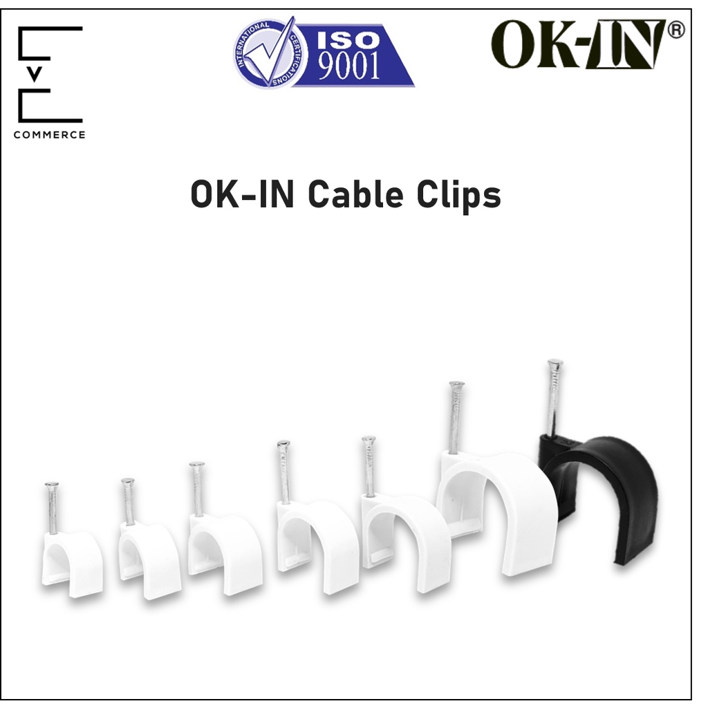 OK-IN CABLE CLIPS PP/PE WALL WIRE CLIP WITH HARDENED STEEL NAIL (4 มม. - 35 มม.)