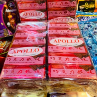 เวเฟอร์ชอคโกแลตในตำนาน เวเฟอร์แดง APOLLO ห่อละ 4 แพ็ค 48 ชิ้น คุ้มค่าสุดๆ