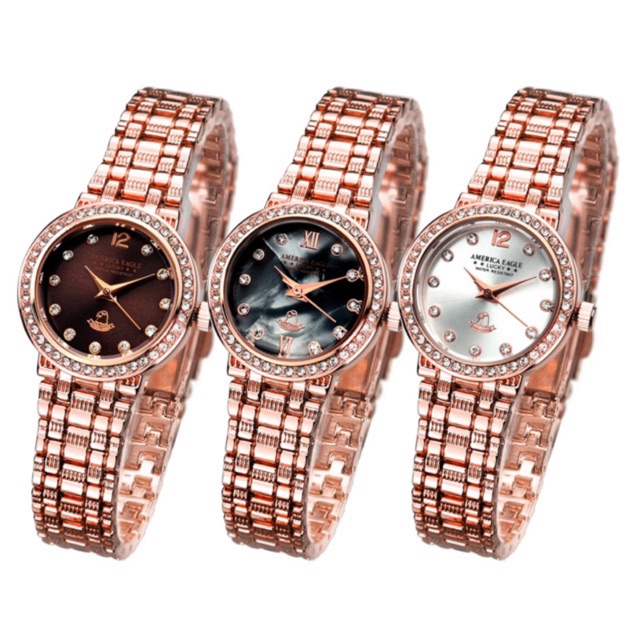 นาฬิกา 🔥AMERICA EAGLE🔥 สำหรับผู้หญิง 086L สายสแตนเลส แถมกล่อง ชำระเงินปลายทางได้