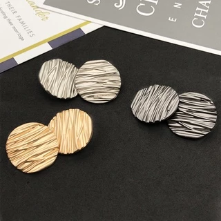 กระดุมโลหะ ลายทาง สีดํา สําหรับตกแต่งเสื้อผ้า DIY จํานวน 10 ชิ้น ต่อล็อต