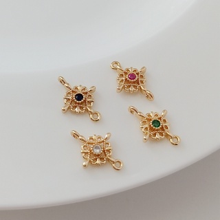 เครื่องประดับ สร้อยคอ สร้อยข้อมือ แหวนคู่ ประดับเพทาย ลูกไม้ สีทอง 14K 10 มม. แฮนด์เมด DIY