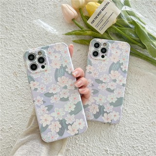 เคสไอโฟน พร้อมส่ง case iphone ลายดอกไม้เล็กม่วง