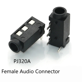 5 ชิ้น 3 . 5 มม. Female Audio Connector 4 Pin Dip หูฟังแจ็คซ็อกเก็ต Pj - 320 A ออดิโออินเตอร์เฟสสีดํา Inventor. Th