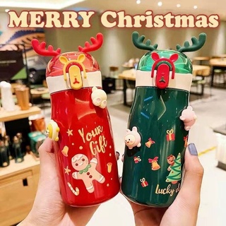 พร้อมส่ง🎄 แก้วน้ําสแตนเลสสูญญากาศ ลายการ์ตูนคริสต์มาส กระติกน้ำแสตนเลสแก้วคริสต์มาส  แก้วน้ำเก็บความเย็นลายการ์ตูน