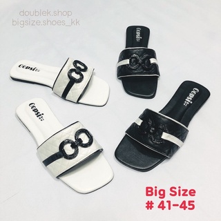 พร้อมส่ง!! ไซส์ใหญ่ 41-45 แตะสวม ส้นแบน แต่งแะไหล่