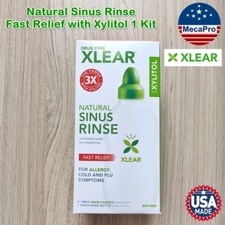 Xlear® Natural Sinus Rinse Fast Relief with Xylitol 1 Kit  ผลิตภัณฑ์ล้างจมูก ขวดบีบล้างจมูก บรร เทา ไซ นัส