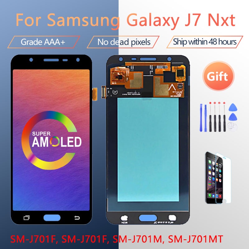 Super AMOLED สําหรับ Samsung Galaxy J7 nxt J701F J701M จอแสดงผล LCD Touch Digitizer Assembly สําหรับ