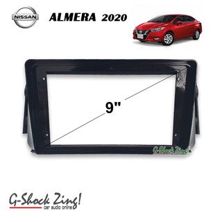 เครื่องเสียงรถยนต์ หน้ากาก จอรถยนต์ สำหรับใส่จอขนาด 9 นิ้ว สำหรับ NISSAN ALMERA 2020 นิสสัน อัลเมร่า(สีดำเงา)