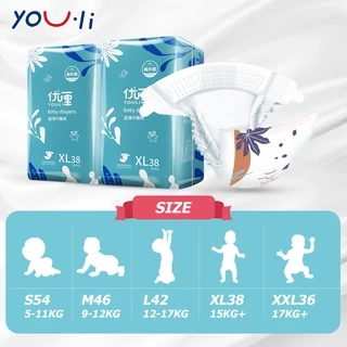 【จัดส่งจากกรุงเทพ】YOULI แพมเพิส แพมเพิสเด็ก S54/M46/L42/XL38/XXL36 แพมเพิส EasyTape