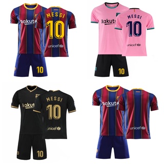 เสื้อกีฬาแขนสั้น ลายทีมชาติฟุตบอล FC Barcelona Jersey 10 Messi Barca 20 21 Season ชุดเยือน สําหรับผู้ชาย