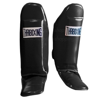 THAIBOXING สนับแข้งมีปลายขาหนังเทียม สีดำ