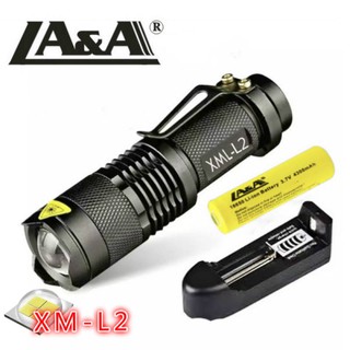 LA&amp;A ไฟฉาย ไฟฉายอัจฉริยะ ไฟฉายแรงสูง แถมอุปกรณ์ให้ครบชุด 15w แสงสีขาว Rechargeable Flashlight LA&amp;A-L2-8404