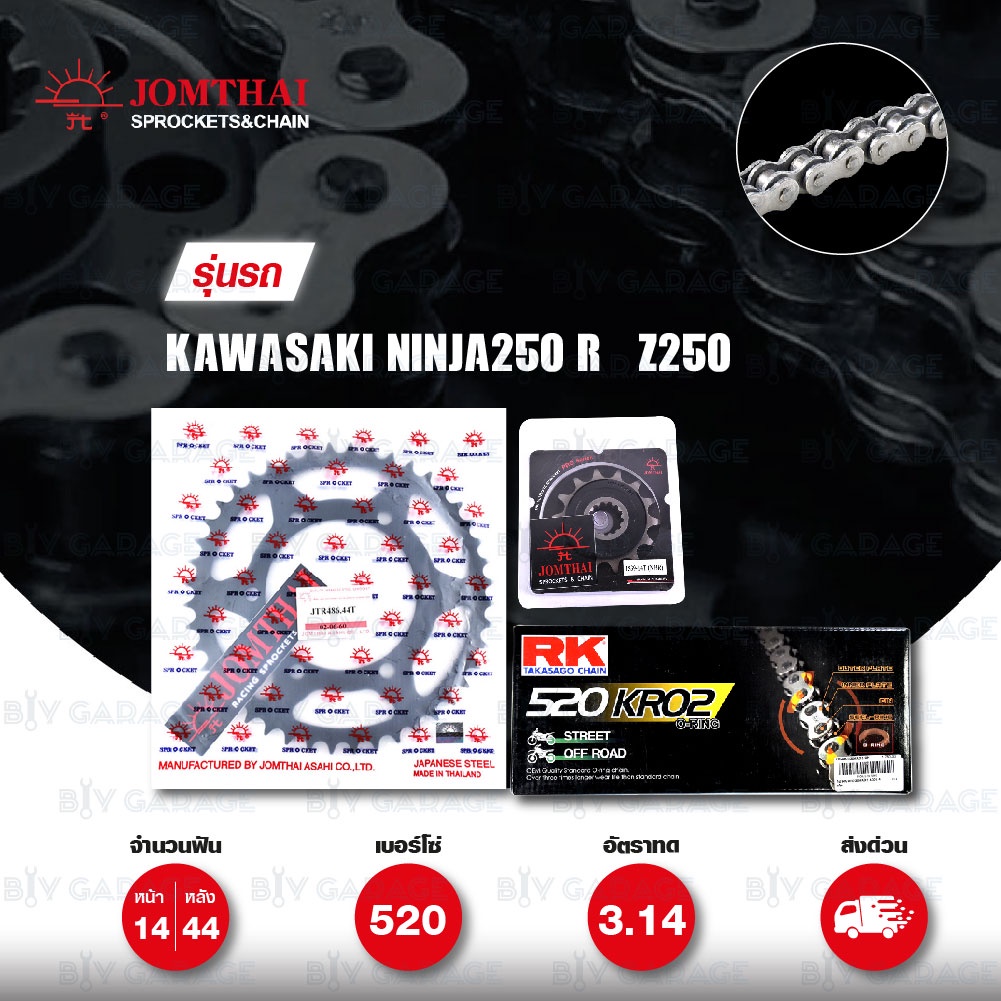 ชุดเปลี่ยนโซ่-สเตอร์ โซ่ RK 520-KRO สีเหล็ก และ สเตอร์ สีดำ สำหรับ Ninja250 SL / Z250 SL / Z300 / Ninja300 [14/44]