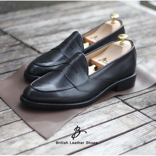 British รองเท้าหนัง รุ่น Full strap penny loafer(Black)