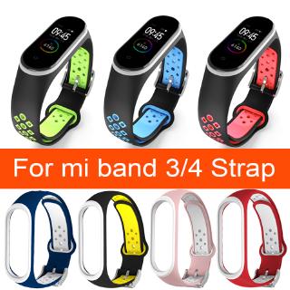 สายคล้องข้อมือซิลิโคนกันน้ำสำหรับ Xiaomi Mi Band 3 4 Strap