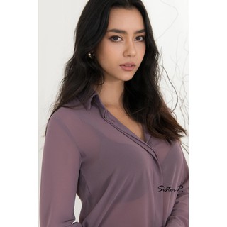 เสื้อเชื้ตชีฟอง เสื้อเชิ้ตแฟชั่น สีพลัม ( Plum )