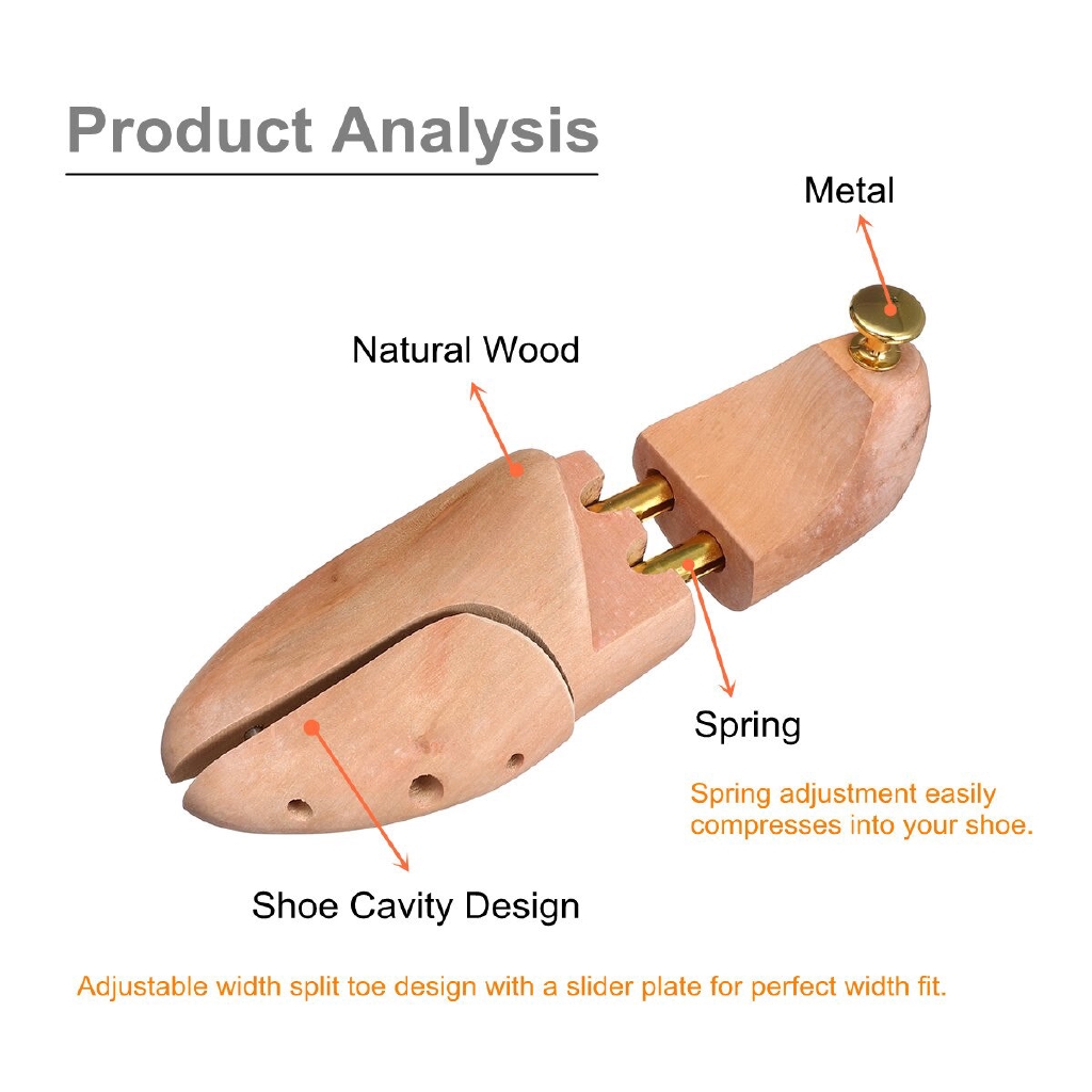 Wood Color Adjustable 2-Way Shoe Trees for Men & Women LTH Premium Professional Pine Wood Shoe Stretcher 