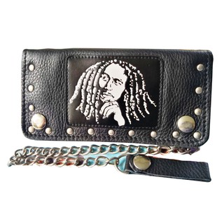 Lupadu กระเป๋าทรงยาว Bob Marley พร้อมโซ่ Long wallet Leather Made From Cowhide Leather