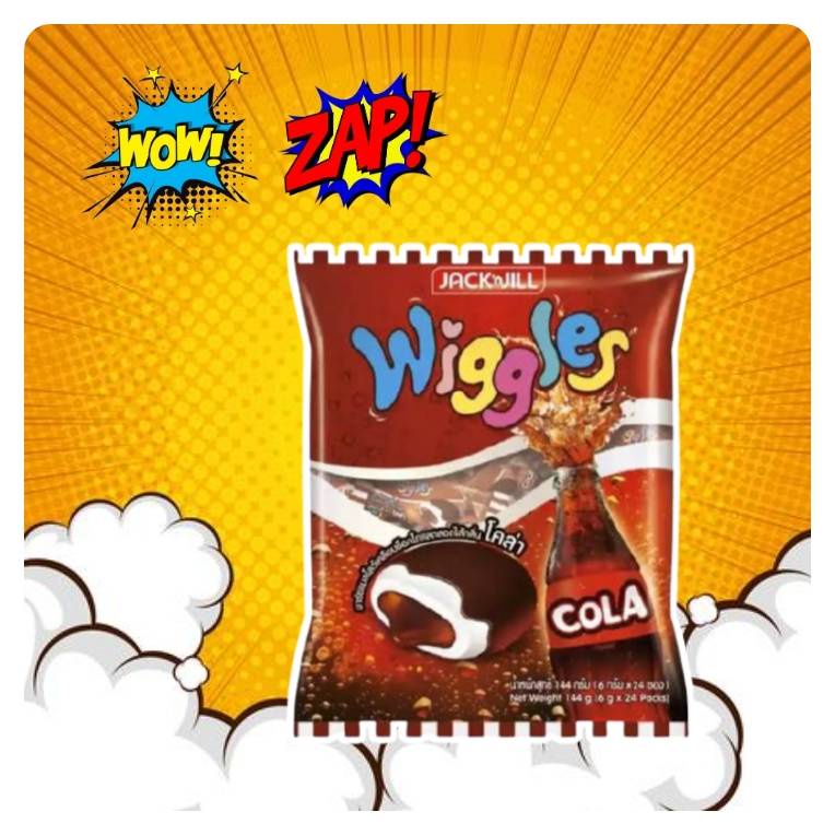 ☘️ นึกถึง ขนมย้อนวันวาน นึกถึง 1 ห่อ x 24 ชิ้น pudding jellies cola marshmallow wiggles วิกเกิลส์ มา