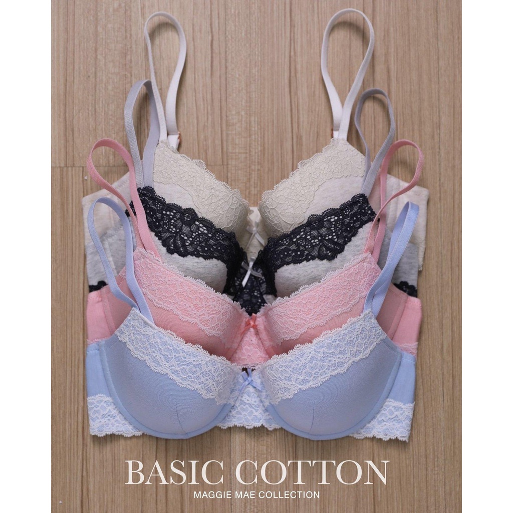 Maggie Mae Collection 'BASIC COTTON' บราสวยสำหรับสาวไม่เน้นดันทรง ตกแต่งผ้าลูกไม้ สวยหวานสไตล์เกาหลี