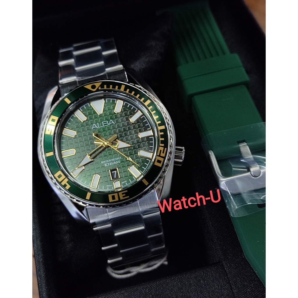 นาฬิกาข้อมือ ALBA Active รุ่น AS9N95X1 AS9N95X AS9N95 หน้าปัดสีเขียว