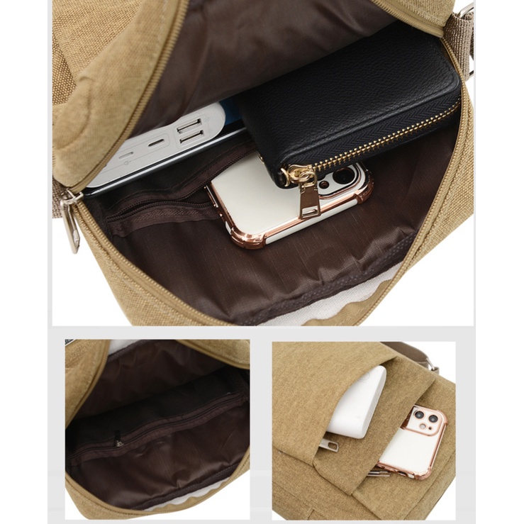 (w171) กระเป๋าสะพายข้าง ผ้าแคนวาส ใส่ทำงานเท่ ใบใหญ่มี5ซิป redskyzone - รูปที่ 3