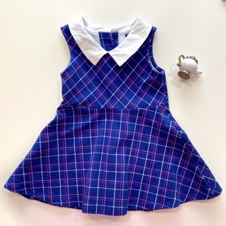 Janie and Jack baby girl blue plaid dress 6 - 12 m