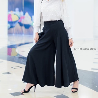 [NEW] พร้อมส่ง #3B002BL : Like Princess Wide Legs Trousers