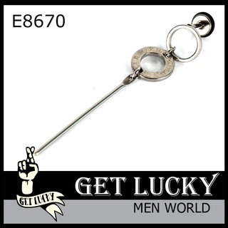 E8670 ตุ้มหูห่วง จิวห่วง GET LUCKY จิวห่วง จี้ห้อย สี เงิน (แพค1ชิ้น) จิวเกาหลี จี้ห้อย