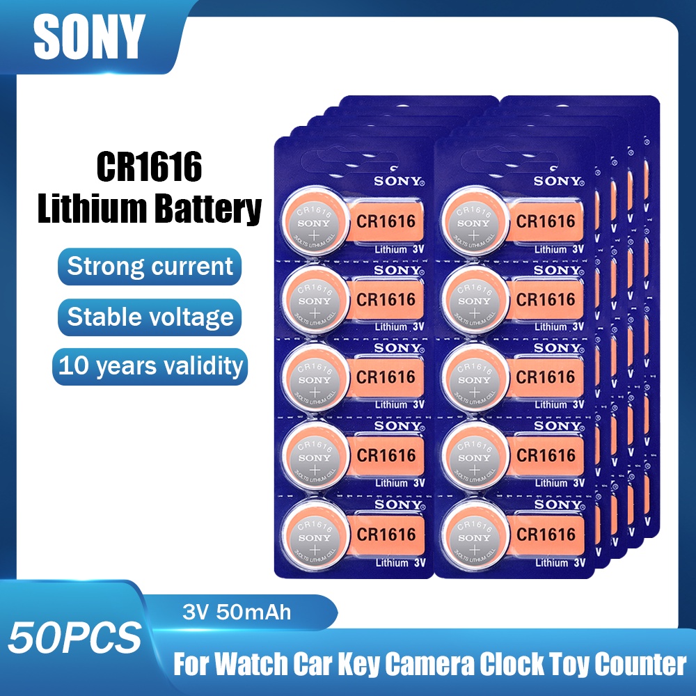 50PCS 3V SONY CR1616 CR 1616 DL1616 ECR1616 LM1616 Lithium Button Cell For Watch Clocks Remote Contr