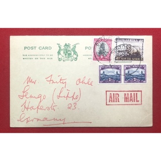 POST CARD ติดแสตมป์ SUID AFRIKA จำนวน 4 ดวง ประทับตรา ปี1954