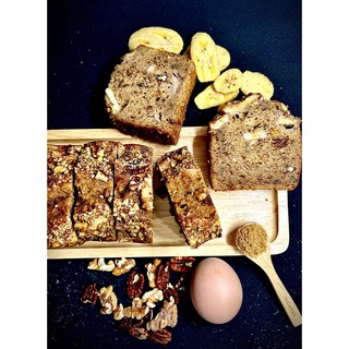 เค้กกล้วยหอม ผสมวอร์นัตและพีแคน ฉ่ำ เนื้อแน่นตาม สูตร ออสเตรเลีย Banana walnut and pecan Bread