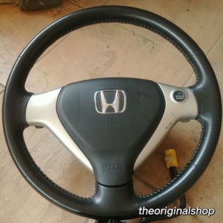 พวงมาลัยหนังแท้ Honda Jazz GD City  2003-2007 auto 7 speed 【มือ 2】 ญี่ปุ่น JDM